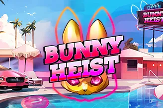 Bunny Heist new slot at QuickBet Casino with golden bunny character and pink poolside mansion